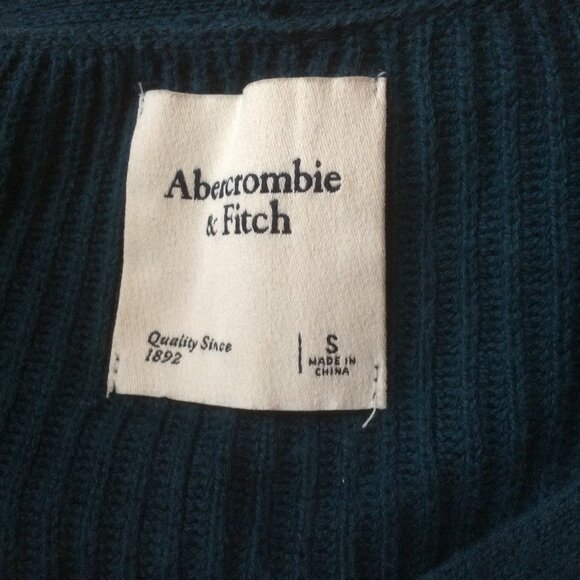 Abercrombie & Fitch Teal Cropped Ribbed Cardigan Size Small - Picture 3 of 5